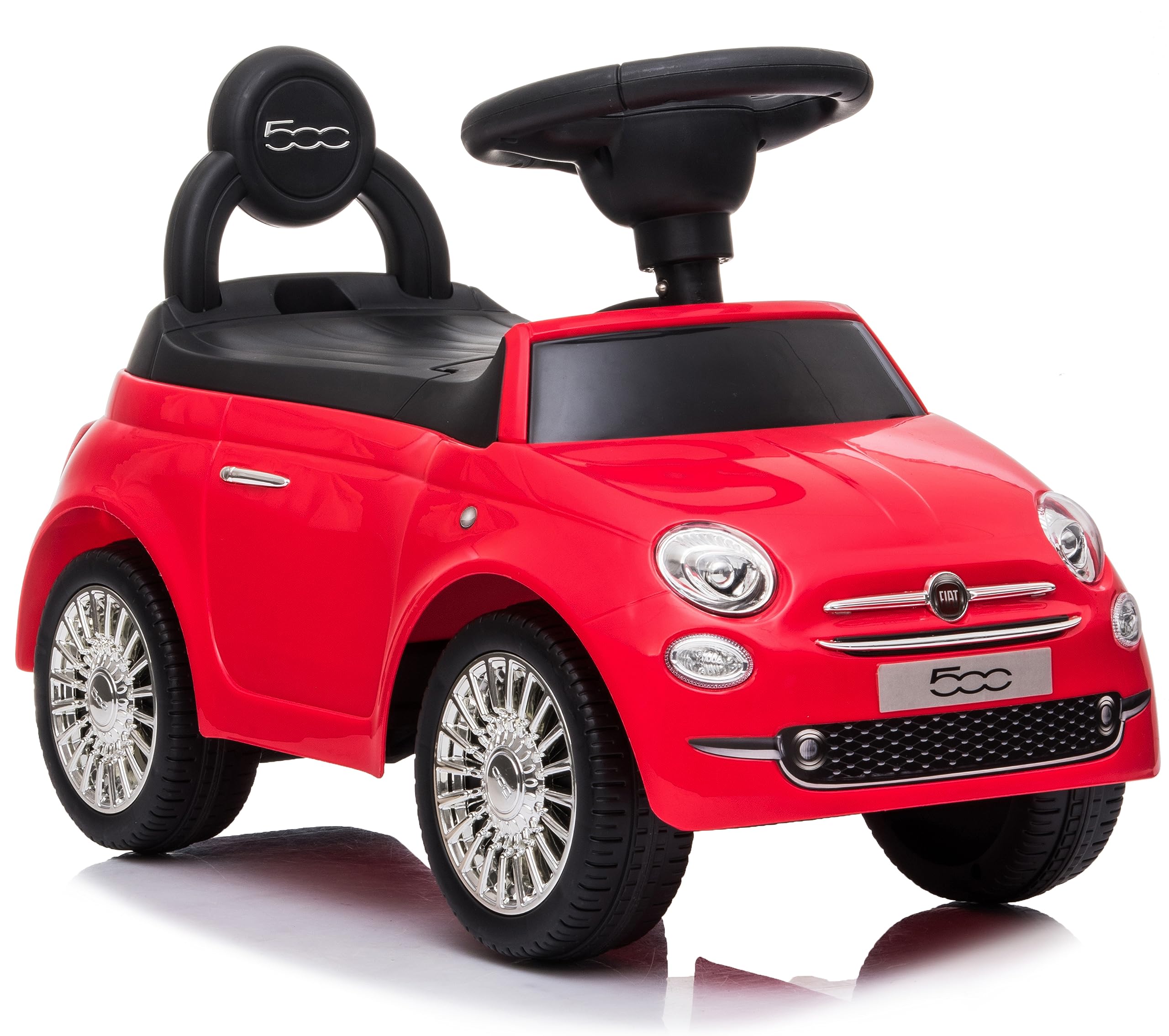 Macchinina bambino a partire dai 12 mesi di età, cavalcabile bambino, Fiat 500, auto per bambini, aiuto per imparare a camminare con suoni, Volante con clacson e suoni del motore (Rosso)