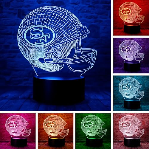 Lindo casco de fútbol americano de competición de rugby con forma de casco de fútbol americano LED 3D decoración de dormitorio lámpara de mesa con