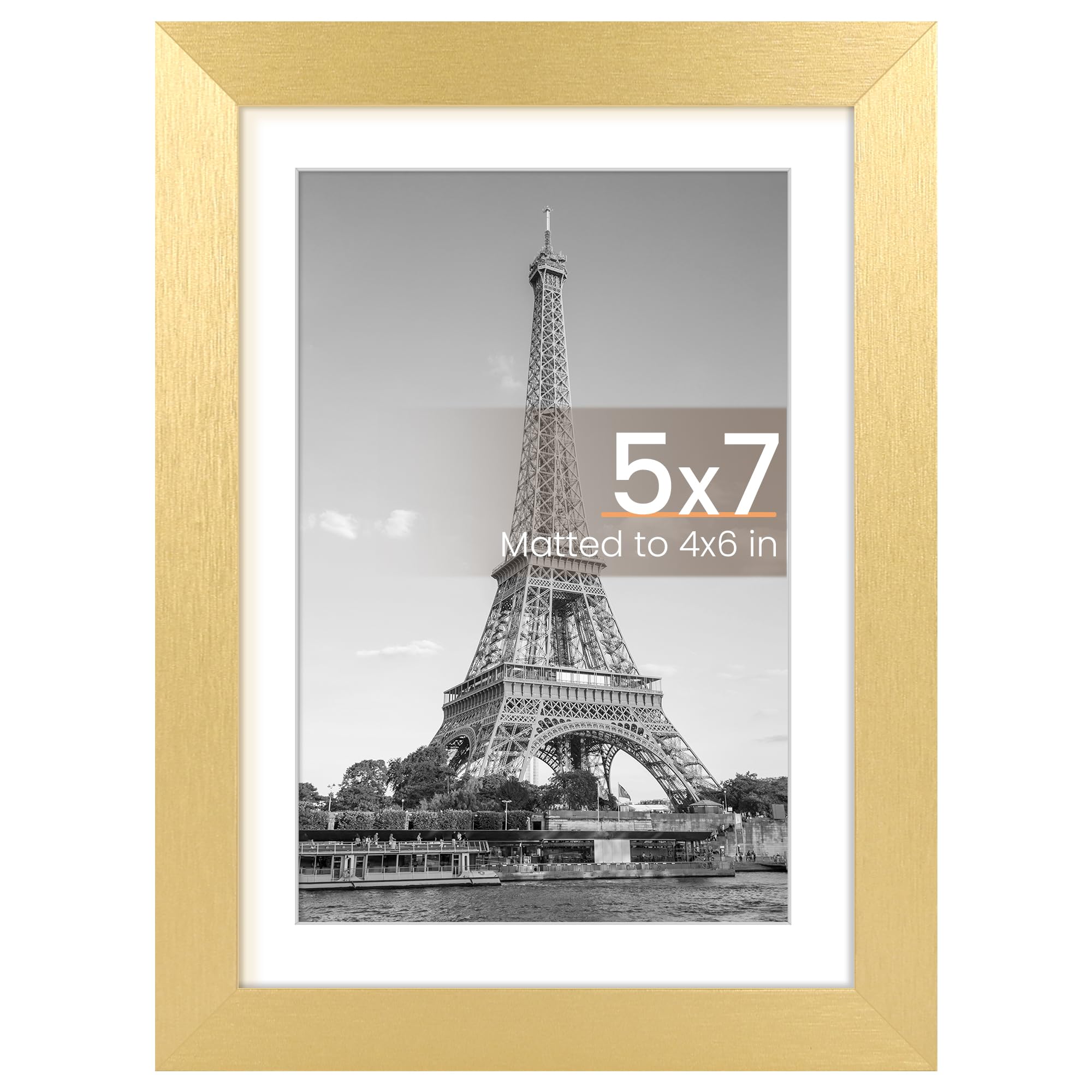 upsimples 5x7 Picture Frame, Display Pictures 4x6 with Mat or 5 x 7 Without, Wall Hanging Photo Frames, Gold, 1 Pack | 5 x 7 Small Frame, 4x6 Frame with Mat for Gallery Wall, Wedding, Baby, Dog, Dorm, Christmas, Mothers' Day