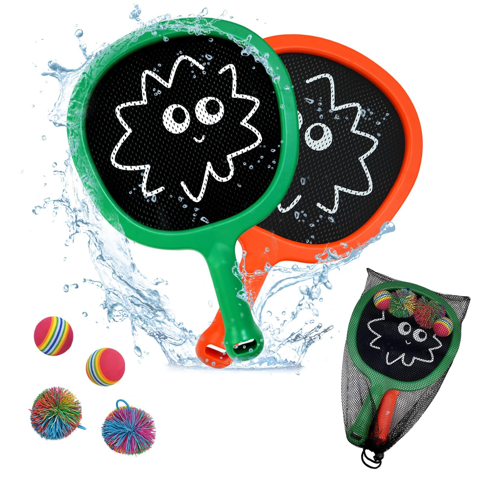 Smartwo Kinder Schläger Set, Outdoor Ballspiele für Jungen Mädchen, leichte Badminton Tennisschläger für Anfänger, Pool Strandspiele Gartenspiele für Kinder Draußen