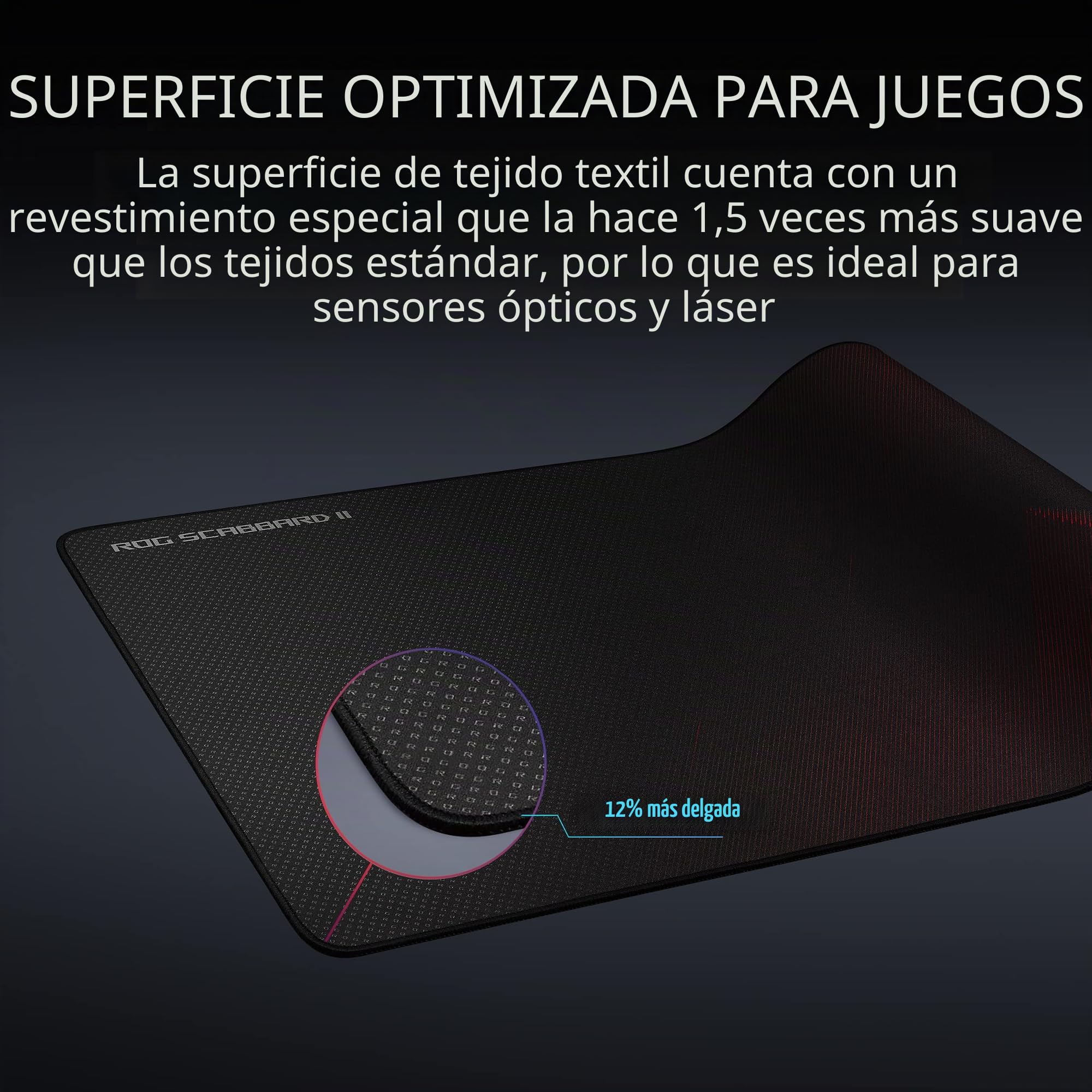 ASUS ROG Scabbard II - Alfombrilla de Mouse extendida para Juegos | Nano tecnología de Seguimiento de Deslizamiento Suave | Revestimiento Protector para Agua, Aceite, Superficie Repelente al Polvo |