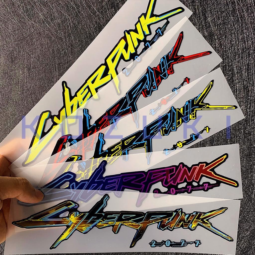 Vinyl Sticker Cyberpunk Decal Water Proof Reflective for Car & Laptop (Yellow+Black+Blue)