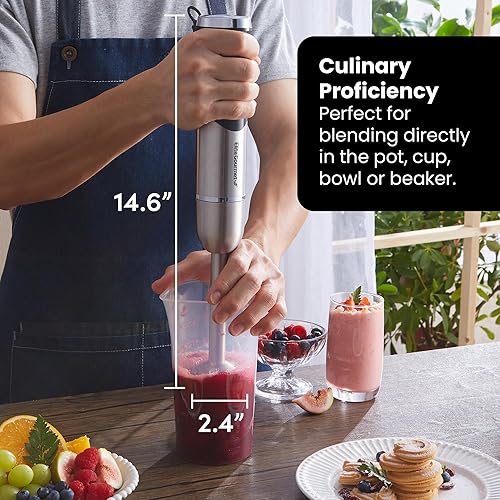 Miniatura 10 de Elite Gourmet EHM003M Maxi-Matic Ultra Power - Batidora de mano eléctrica de cocina de 5 velocidades con 2 mezclas batidas cremosas de acero