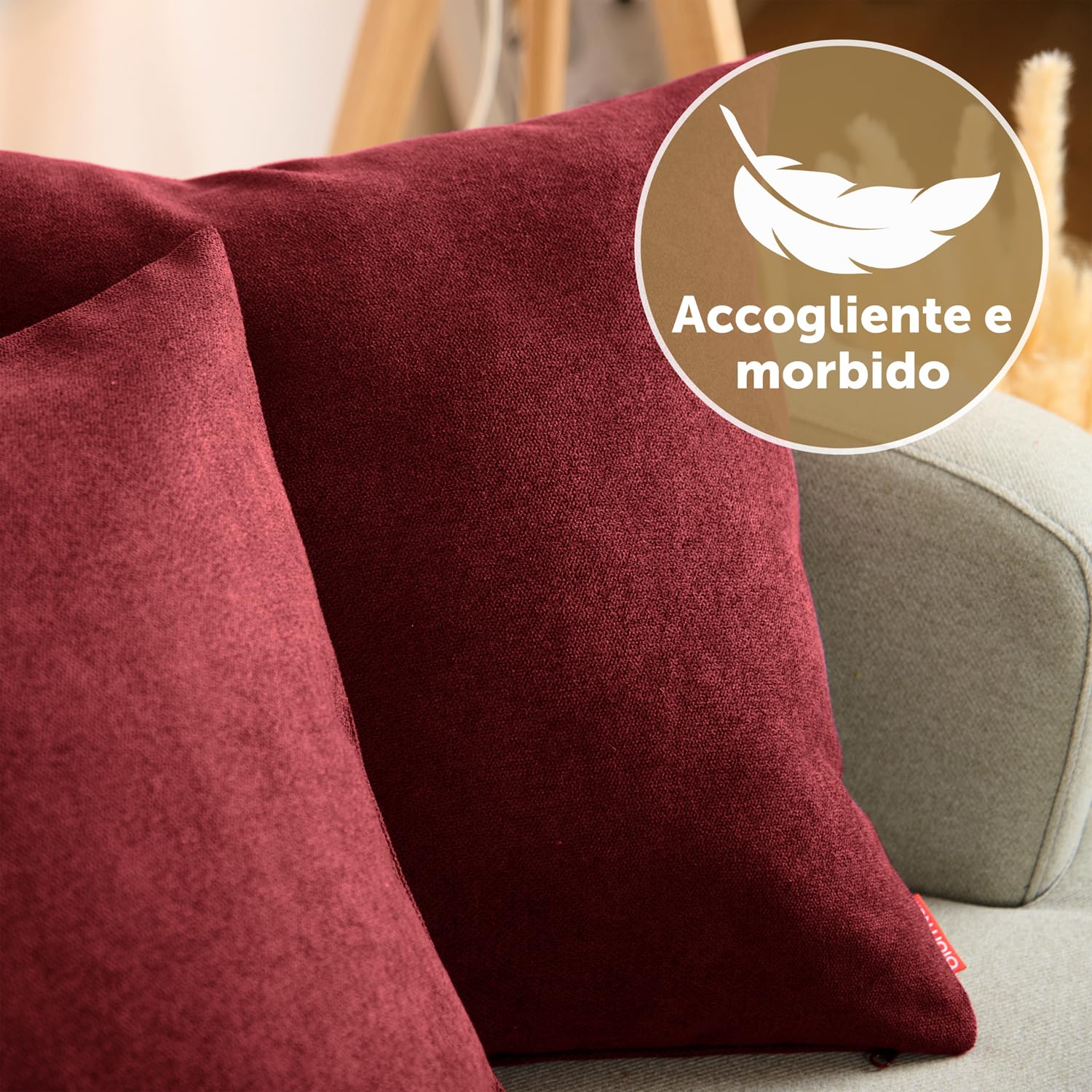 Federa Copricuscino In Velluto Con Pompon PiccoCasa | 40x40, 45x45, 50x50 Cm | Morbida, Con Cerniera, Grigio Scuro