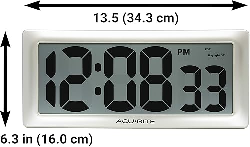 Miniatura 7 de AcuRite Reloj de pared digital grande de 13,5 pulgadas con tecnología Intelli-Time (75173M)