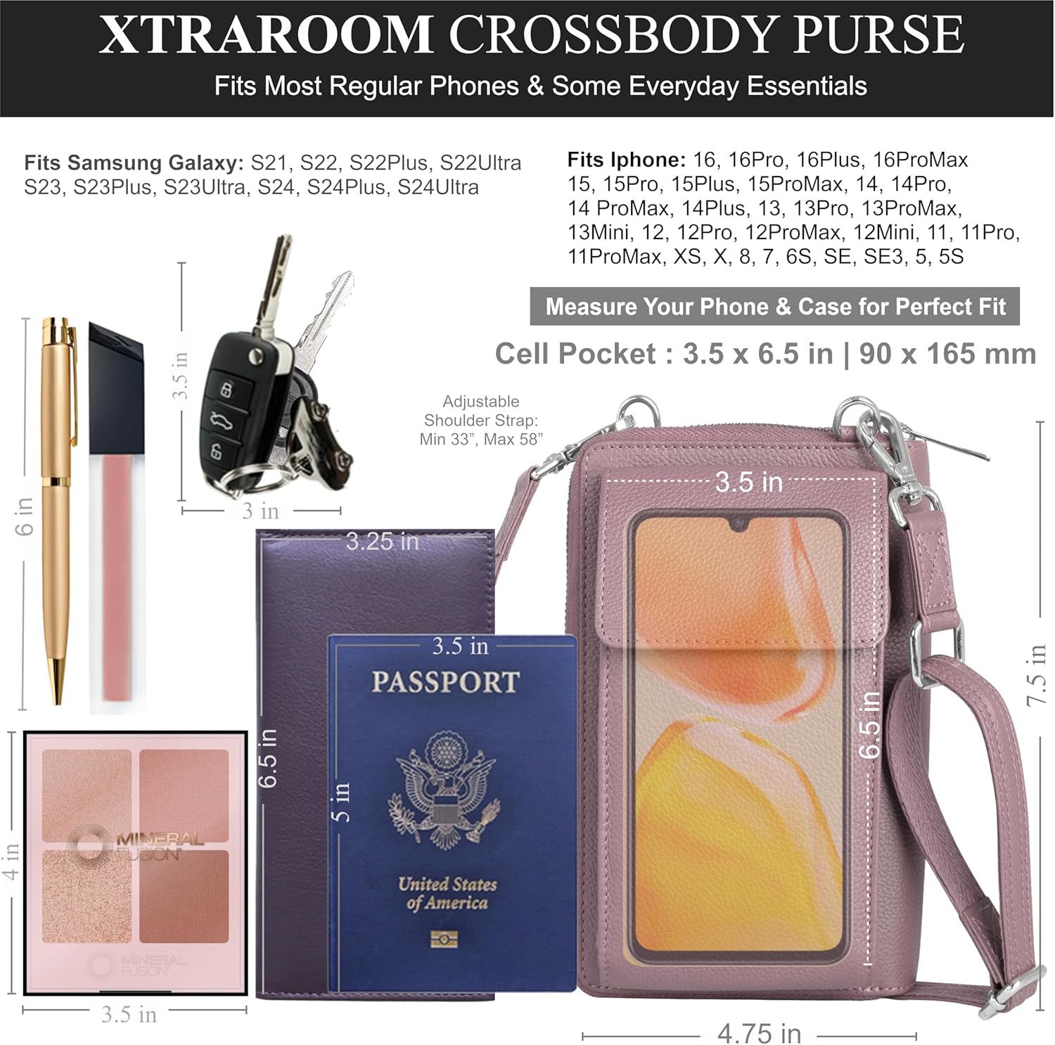 BULL GUARD Crossbody Leather Wallet Phone Purse, Anti Theft and RFID Blocking, Small Elegant Design for Travel - Image 5