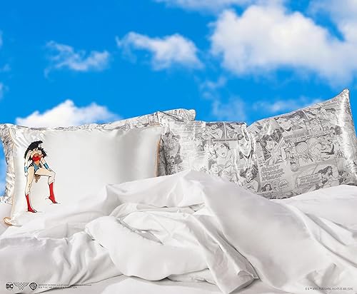 Vista 356 de Kitsch x Elf - Funda de almohada de satén con cremallera de tamaño queen/estándar, para el cabello y la piel, funda más suave que la seda, lavable a