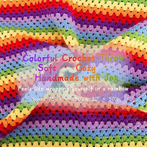 Miniatura 5 de Kit de ganchillo para principiantes, adultos y niños, kit de manta de ganchillo arcoíris para principiantes con hilo de primera calidad e