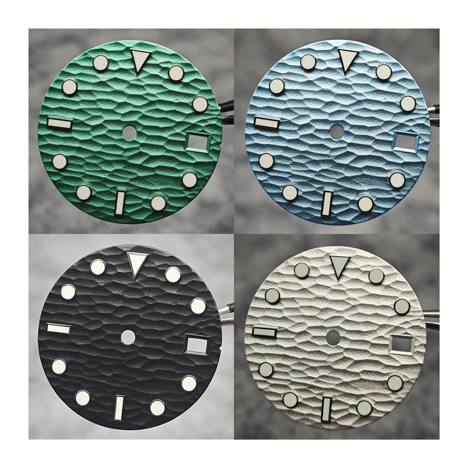 28,5 mm tarcza zegarka fala morska wzór zielony świecący z datownikiem zamiennik kompatybilny z mechanizmami NH35/36/4R/7S