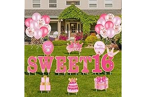 Pink Sweet Happy 16th Birthday Yard Sign Lawn Decorations