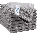HOMEXCEL Grey Microfiber Cleaning Cloth, 8 Pack Cleaning Towels for Kitchen, Lint Free, Scratch-Free, Highly Absorbent, and Reusable Cleaning Rags for House, Window and Glass, Cars, 11.5 X11.5 inch