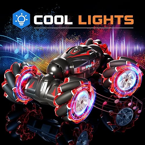 Miniatura 10 de Deejoy Auto de acrobacias RC de 24 GHz 4WD con sensor de gestos de control remoto auto de juguete giratorio de doble cara volteos de 360 con luces