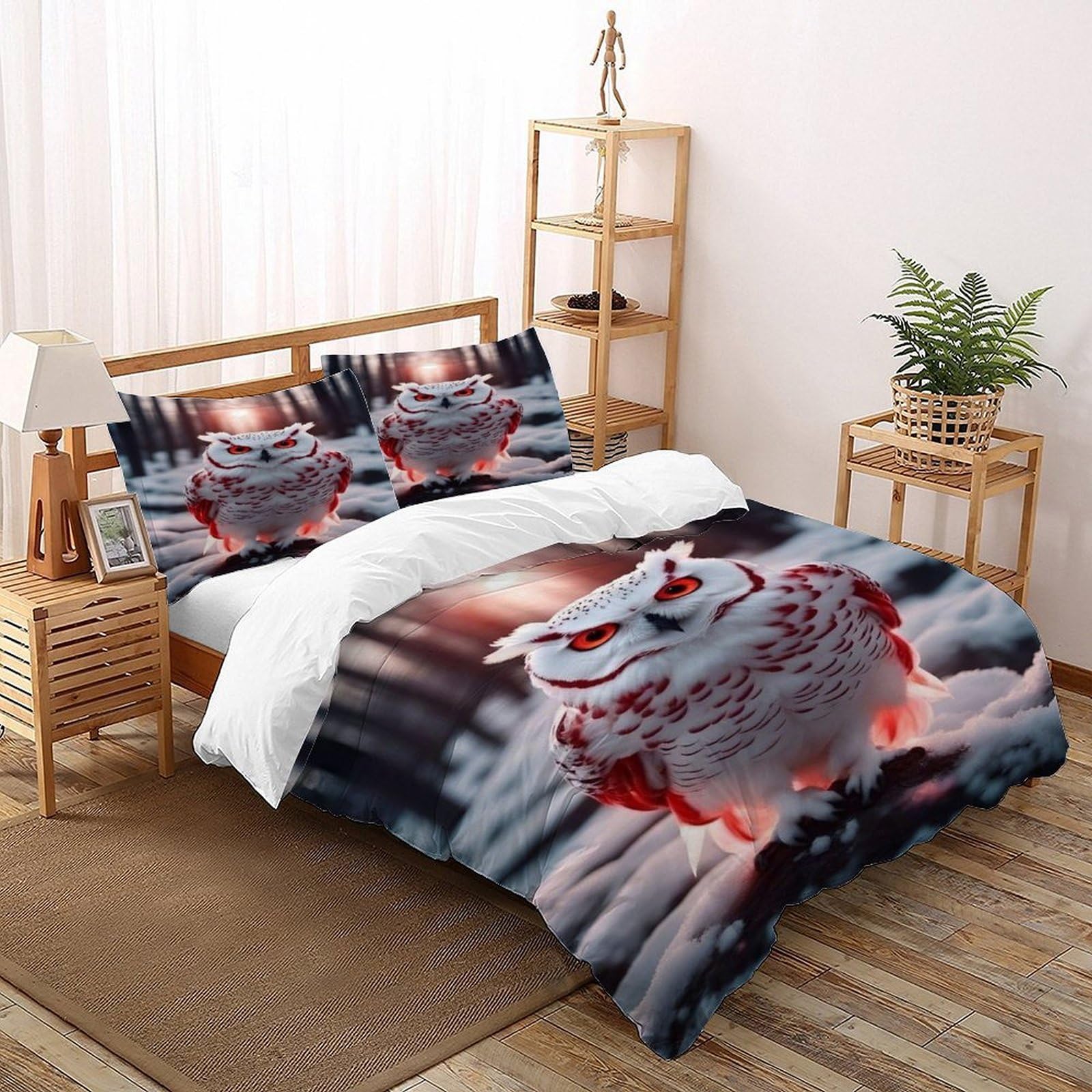Parure de lit chouette avec fermeture éclair finie la couette qui glisse en taille 260x220