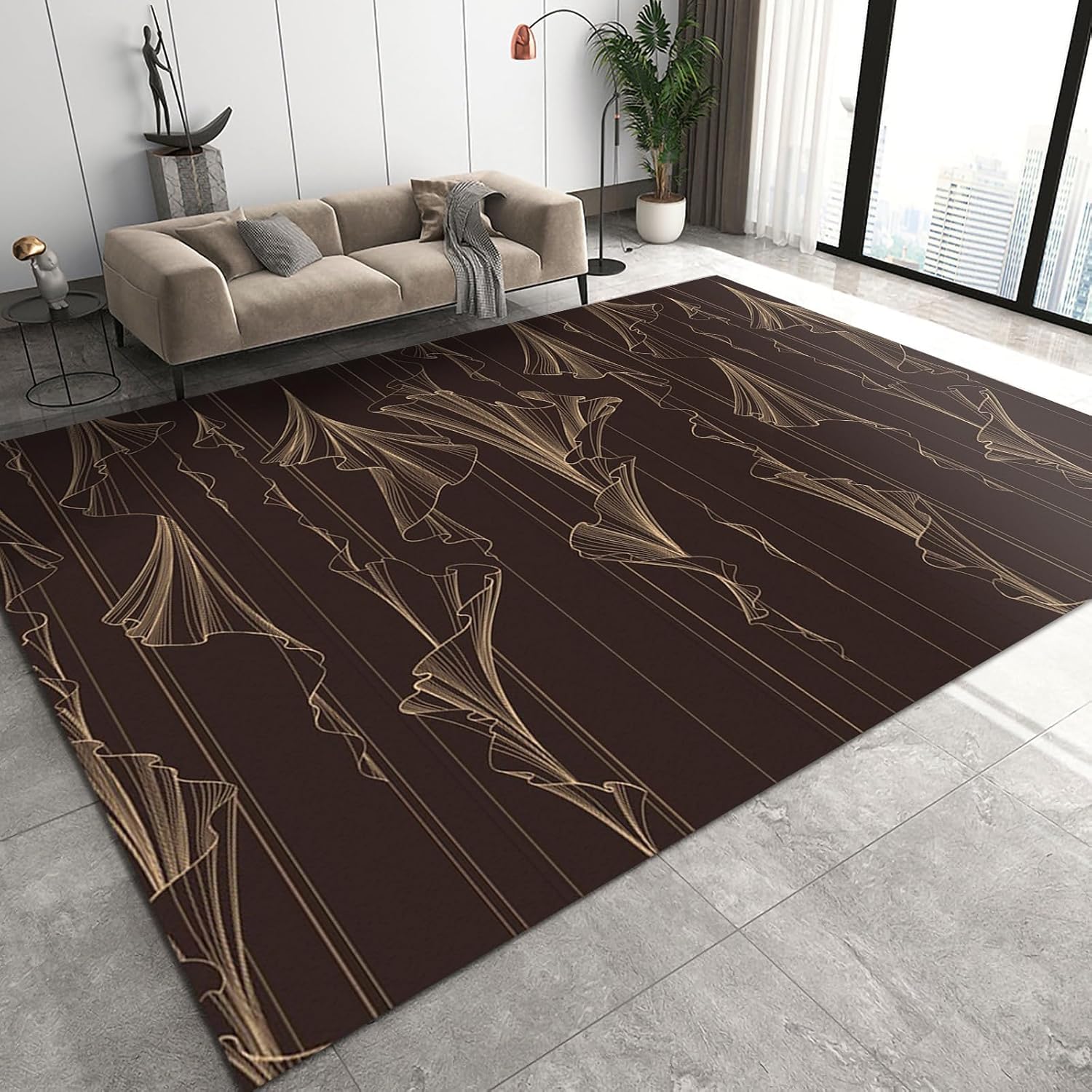 Tapis antidérapant moderne pour habiller le sol du canapé et réchauffer le salon