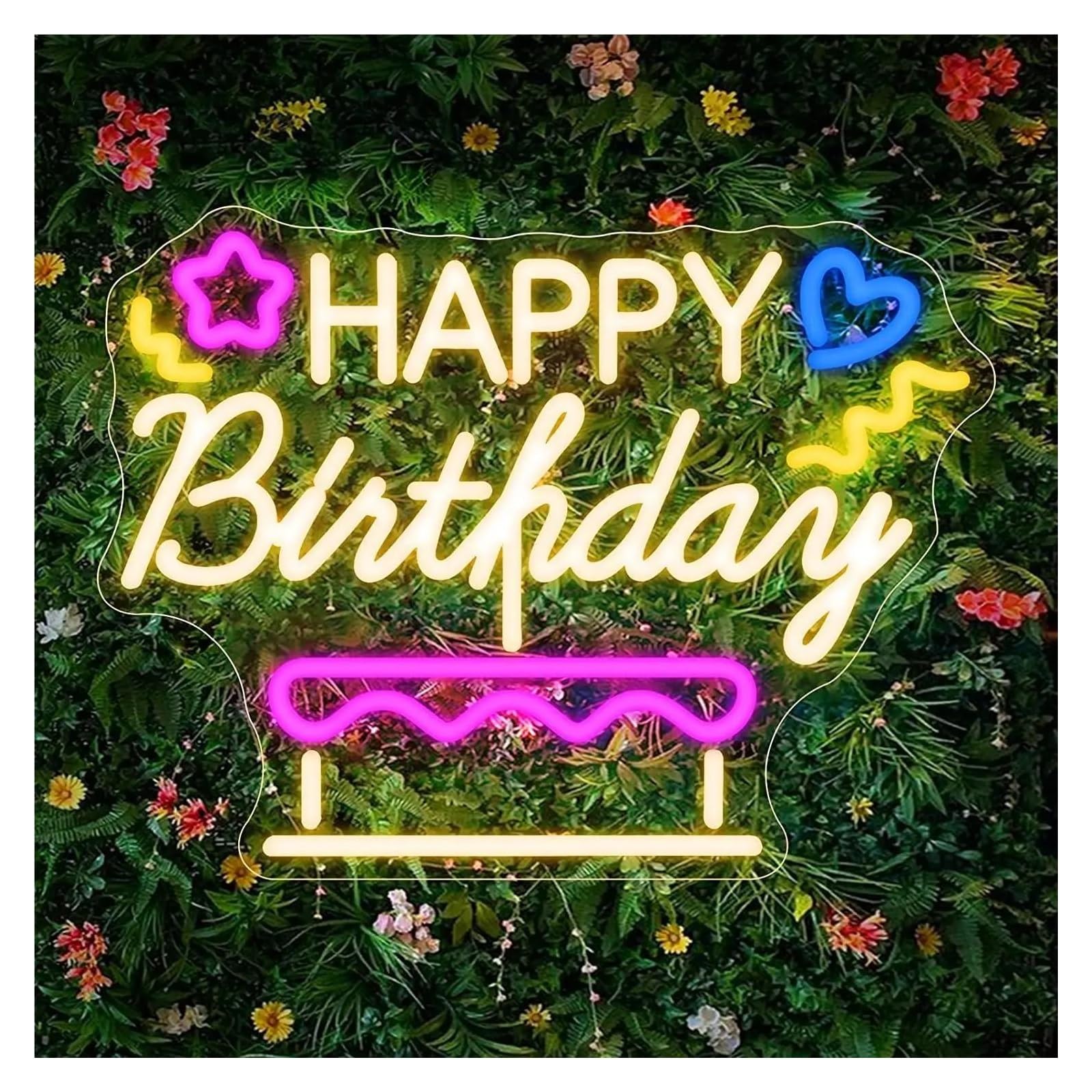 LEMST Signs Lamp Happy Birthday Neon Sign Neon Light Sign for Wall Decor for Birthday Party Decor 30x41cm