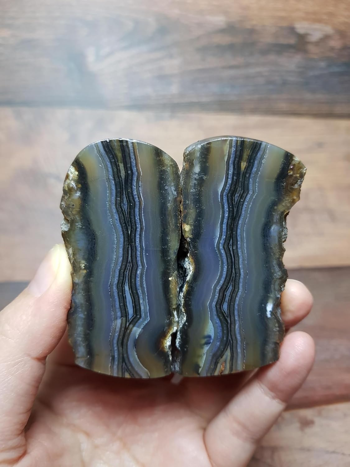 Deep Blue and Gold Banded Agate