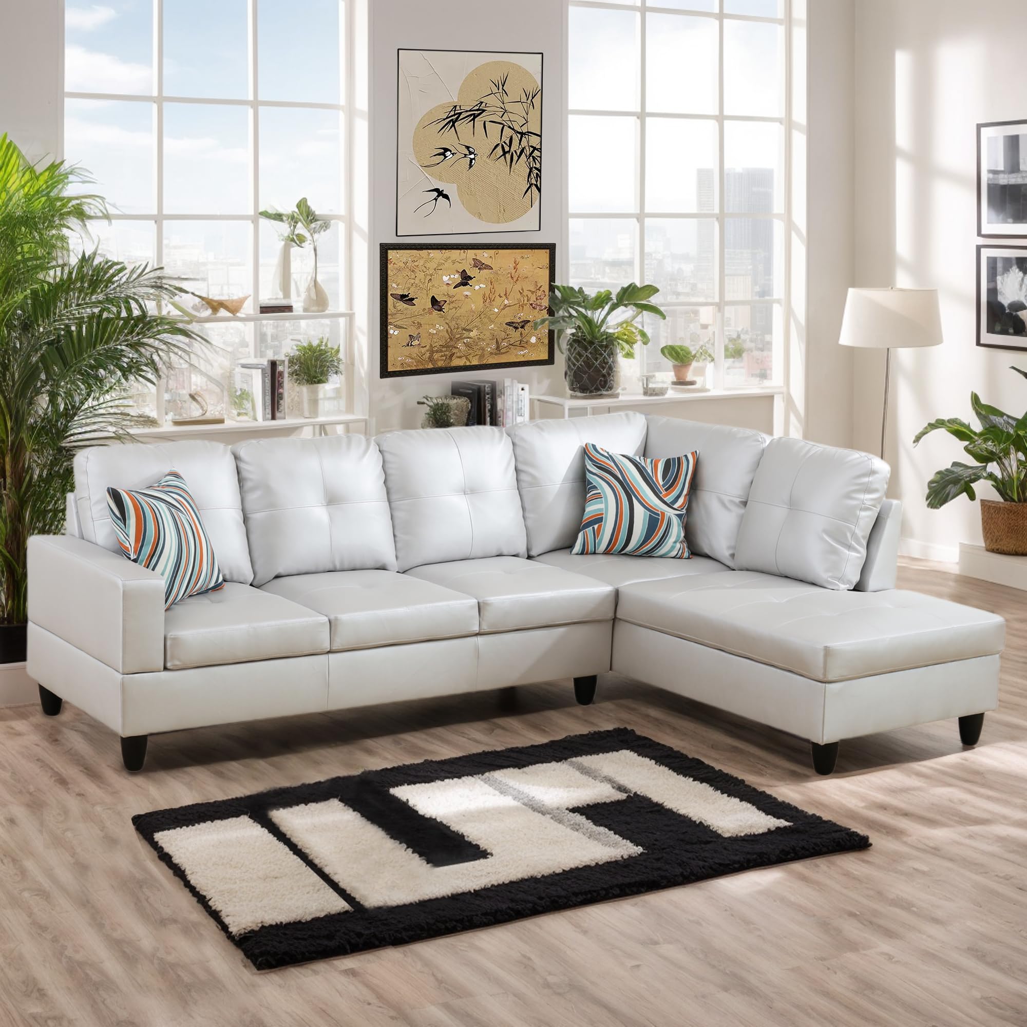 MOOLSUN L-Shaped Combination Sofa Set, Luxurious Synthetic Leather Living Room Sofa, Suitable for Living Rooms, Bedrooms, Apartments, and Offices