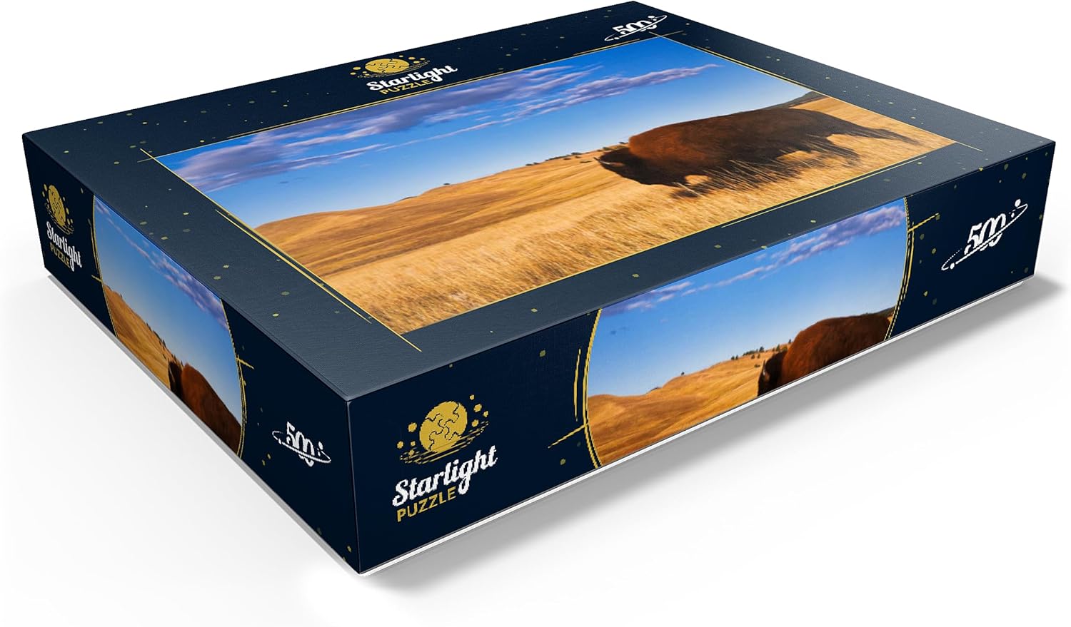 MyPuzzle Bison/Buffalo Running in The Rolling Hills of The Prairie - Premium 500 Piece Jigsaw Puzzle for Adults