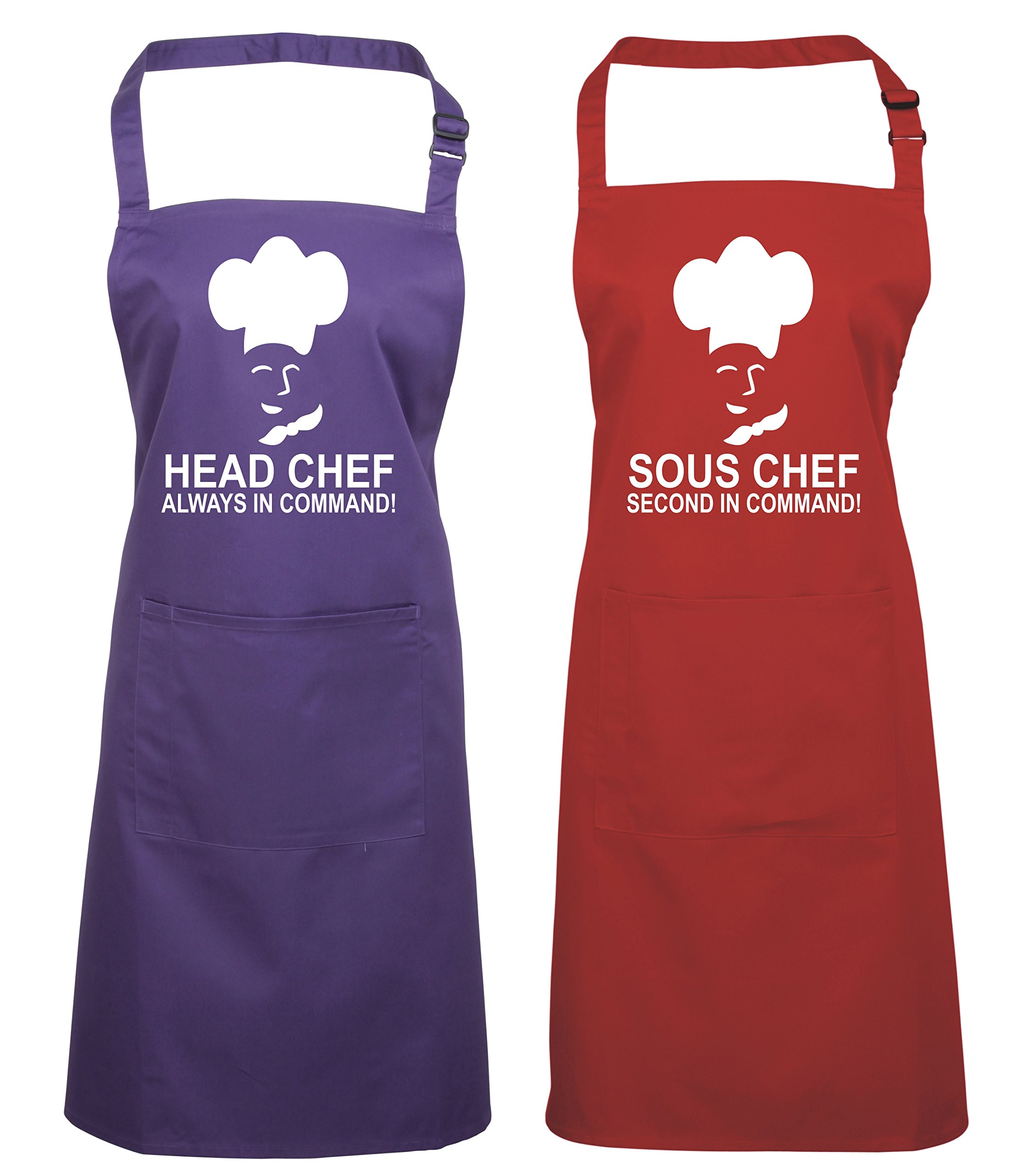 Edward Sinclair PURPLE | HEADCHEF & | RED SOUS CHEF | Matching | Apron gift set