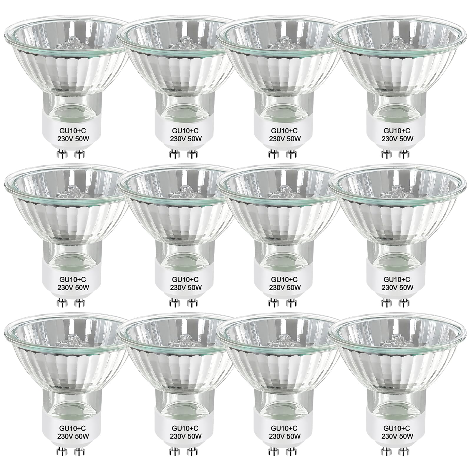 Givurao 12 Stück GU10 Halogen Leuchtmittel 50W, 230V Halogenlampen GU10 50 Watt, Dimmbar 2700K Warmweiß, 500LM, Halogen Reflektor 50x53mm, Flimmerfrei Spot Deckenglühbirnen für Küche Büro Zuhause