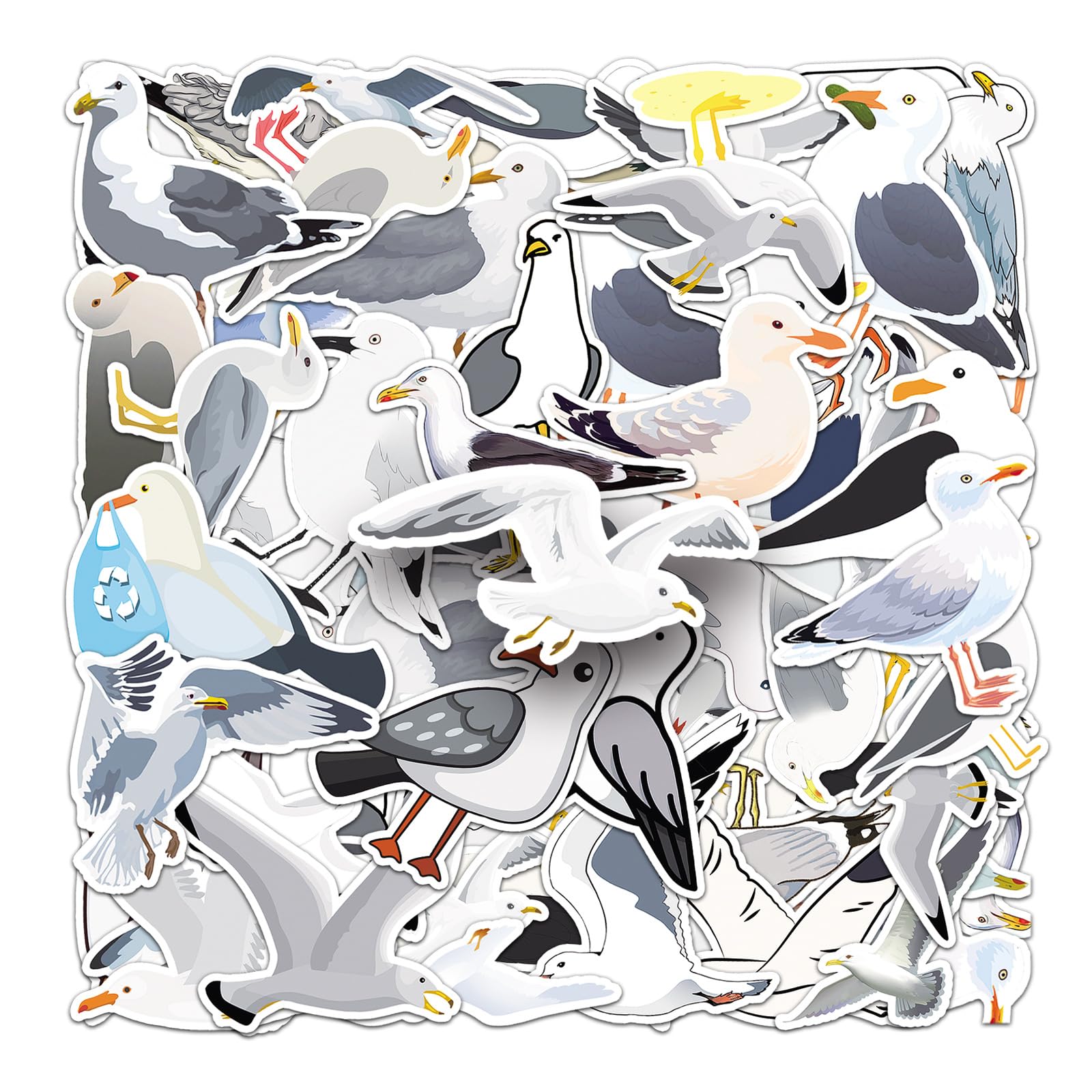 Chaopaitiezhi Girls 50 Pcs Seagull Vinyl Stickers,Seagull Graffiti Stickers,Vinyl Waterproof Sticker For Kids Teens ,For Phone Laptop Bottles Skateboard Computer Phone Luggage Guitar Gifts Sticker
