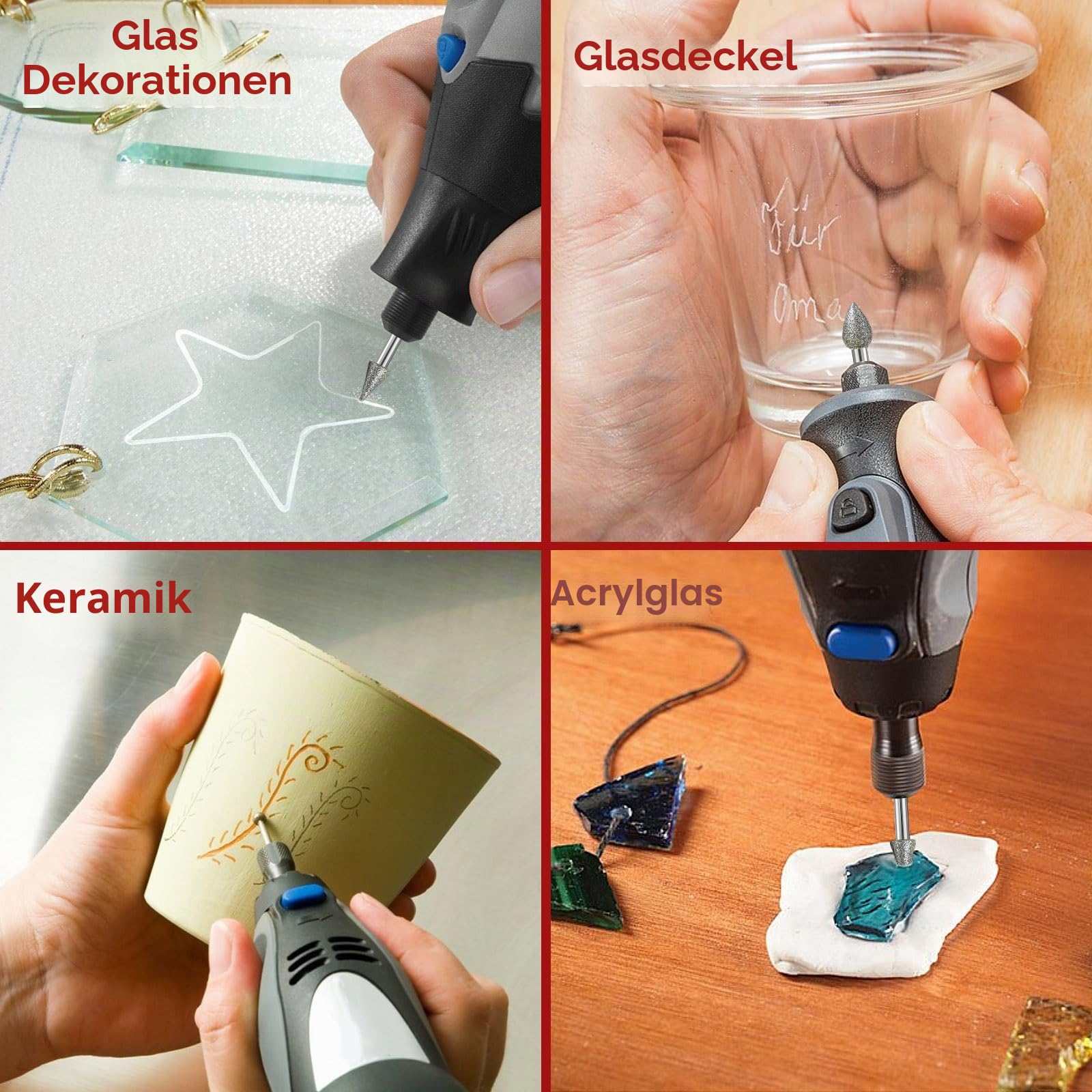 40 Stück Diamant Fräser Set für Dremel Aufsätze Zubehoer, Diamond Schleifaufsätze, 46 Diamant Schleifstifte Set Körnung mit 1/8" Schaft für Schleifen Glas, Stein, Jade, Hartholz, Keramik, Marmor