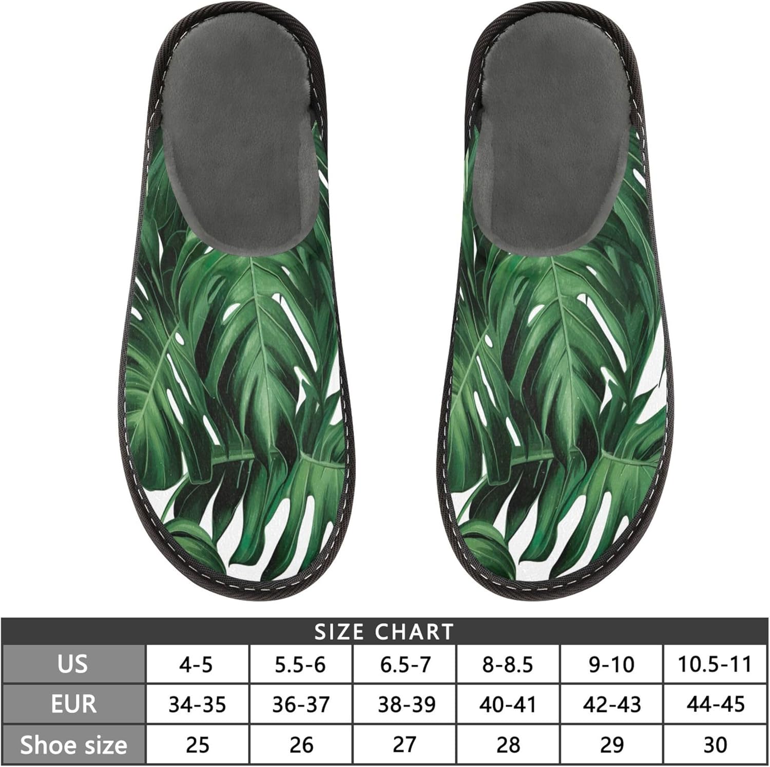 Summer Palm Tree Leaves House Slippers – Cozy Fuzzy Slippers for Guests, Washable & Disposable, Perfect for Shoeless Home, Spa & Hotel Use A110173
