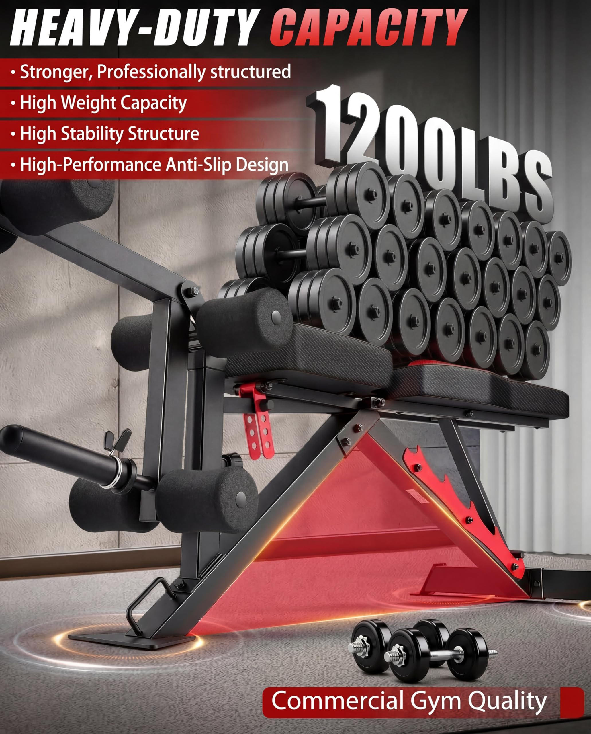 1200LBS Workout Bench with Leg Extension/Leg Curl, Adjustable Weight Bench for Home Gym, Heavy Duty Workout Bench for Full Body Workouts, Incline/Flat Bench Press Set for Strength Training