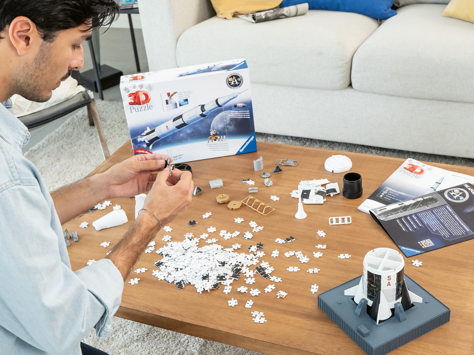 Ravensburger - Puzzle 3D Adultos NASA: Apollo Saturn V | Puzzles 3D para Adultos | Maquetas para Montar De 504 Piezas
