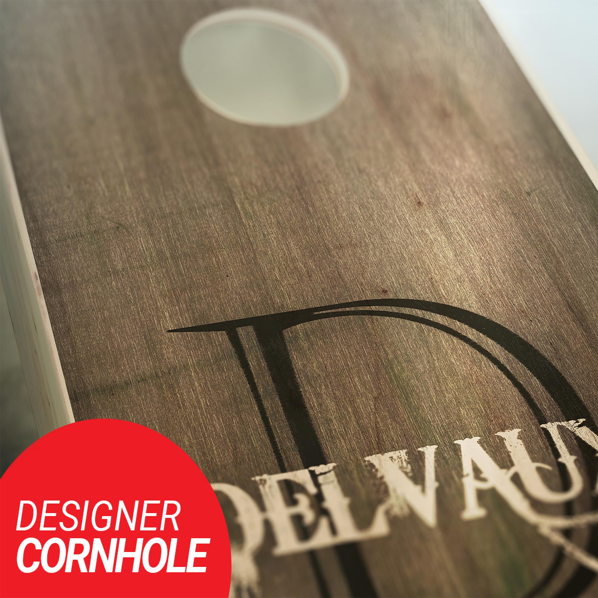 Skip's Garage Custom Southern Gothic Monogram Cornhole Set - Letter P + All Weather Bags - Include Case + Edge Lights + Score