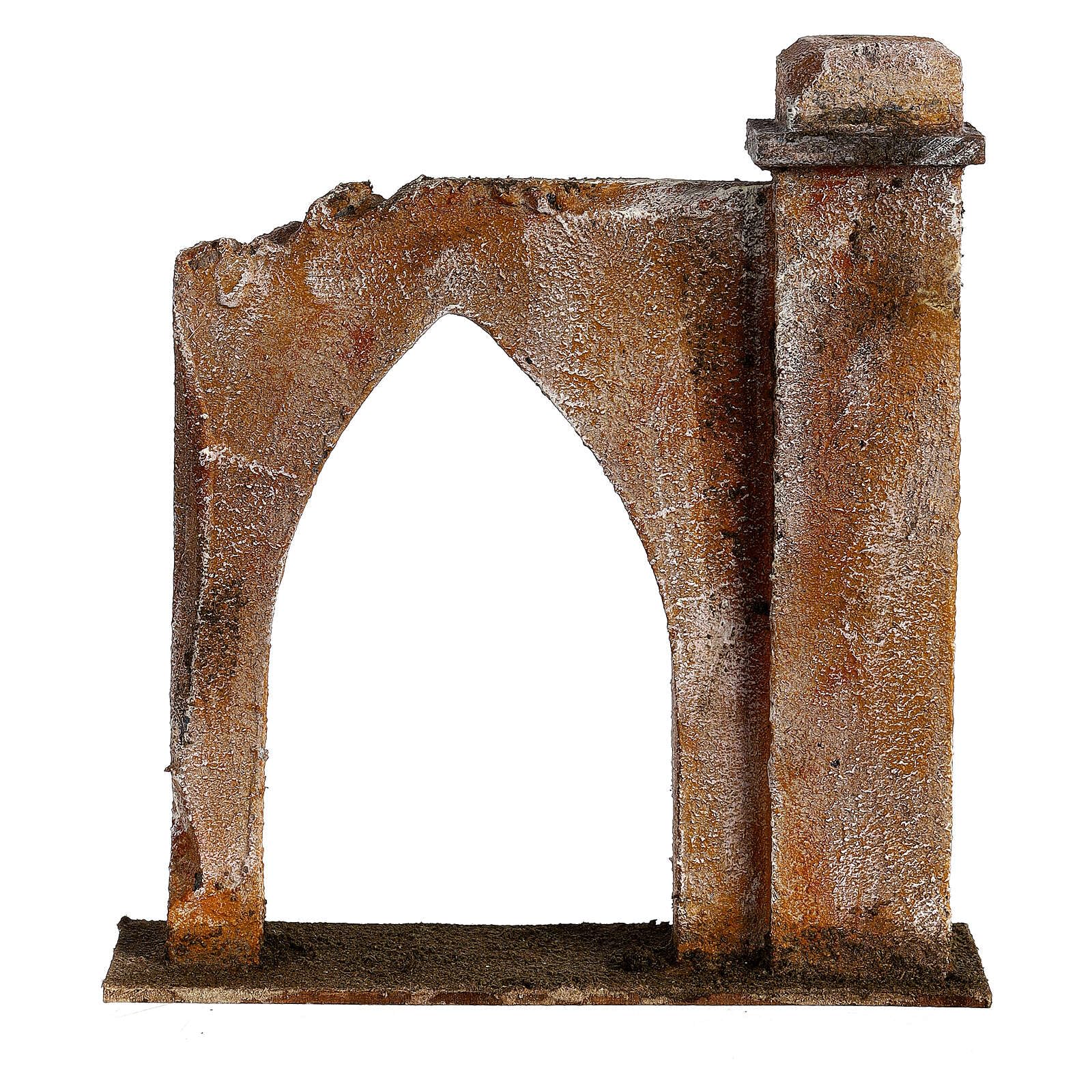 Holyart Miniatur-Verkaufsstände, Häuser und -Brunnen für Krippen: Mauer mit Bogen und Säule 20x20x6cm arabischen Stil für Krippe