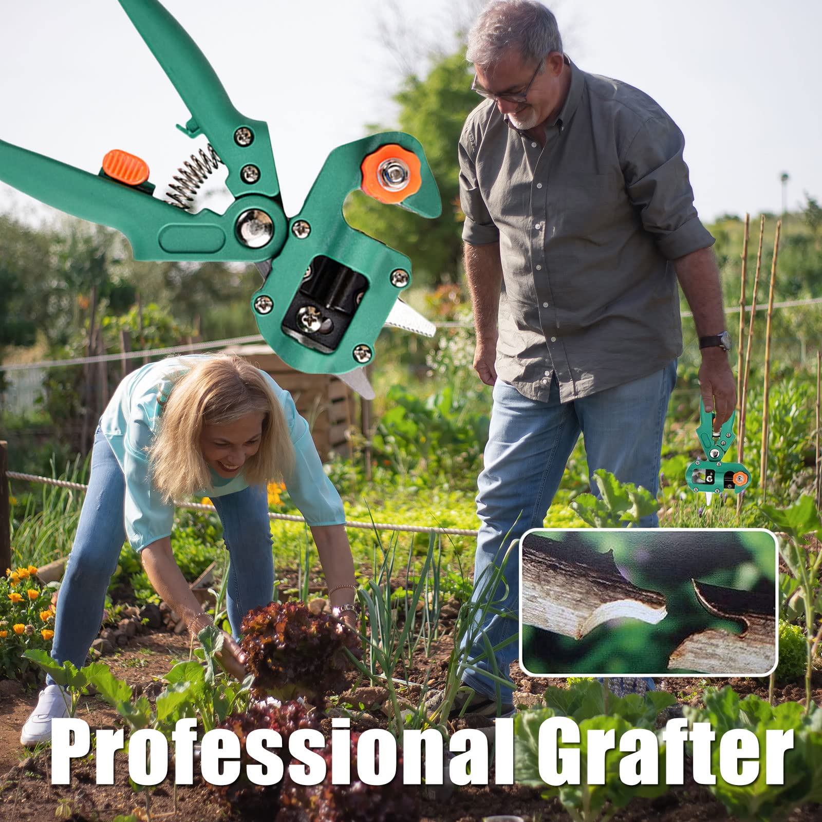 Forbici da Innesto Kit, 2 in 1 Professionale Giardino Innesto Kit con Nastri per Innesto e Lame di Ricambio per Efficiente Potatura e Innesto per Alberi da Frutto/Pianta/Ramo, Grafting Tool,Style1