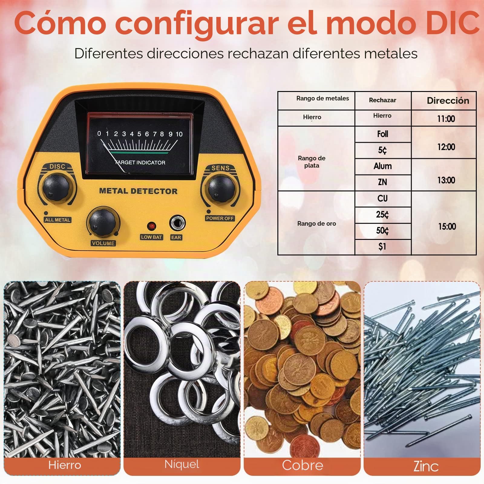 Detectores de metales de alta precisión Detector de metales impermeable, detector de oro, altura ajustable 78-108 cm con bobina de búsqueda de 25 cm para niños y adultos