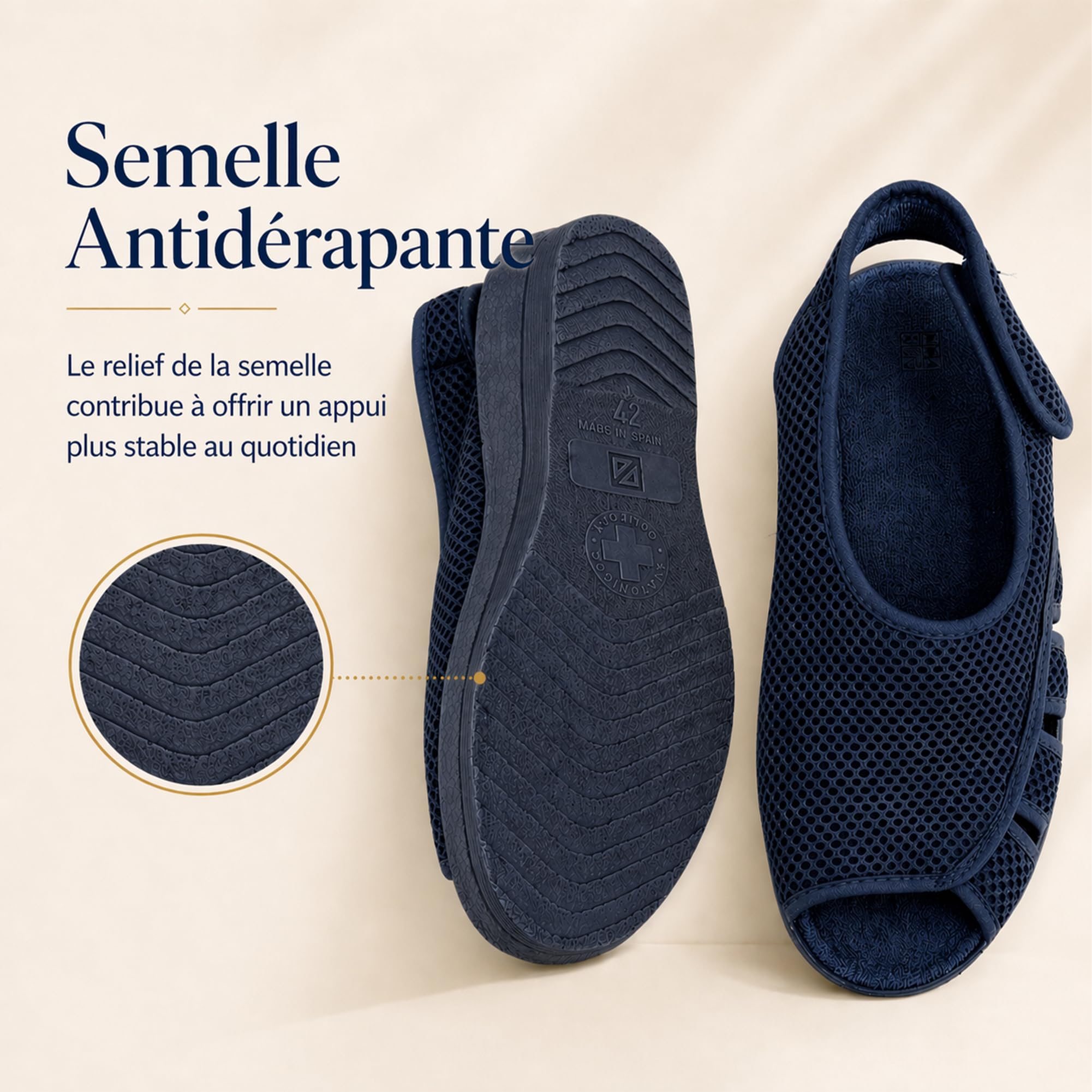JOMIX Sandales Femme Confort Respirantes avec Scratch Chaussures Été Légères avec Bride Réglable Bout Ouvert Semelle Antidérapante pour Maison Quotidien et Petites Sorties