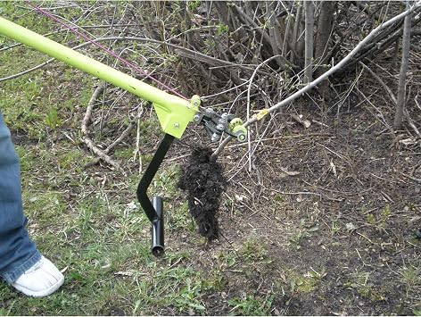 Brush Grubber Heavy Duty 4 Foot Long Tubular Steel Handled Shallow Root Lifting Garden Tool for Brush, Small Trees, and Tough Weed Roots, Green