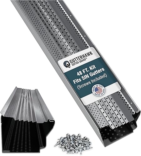 Miniatura 14 de GUTTERHAWK GUTTER GUARD - Kit de protector de sumidero de aluminio blanco de 48 pies (nominal). Incluye tornillos. Se ajusta a sumideros de 6