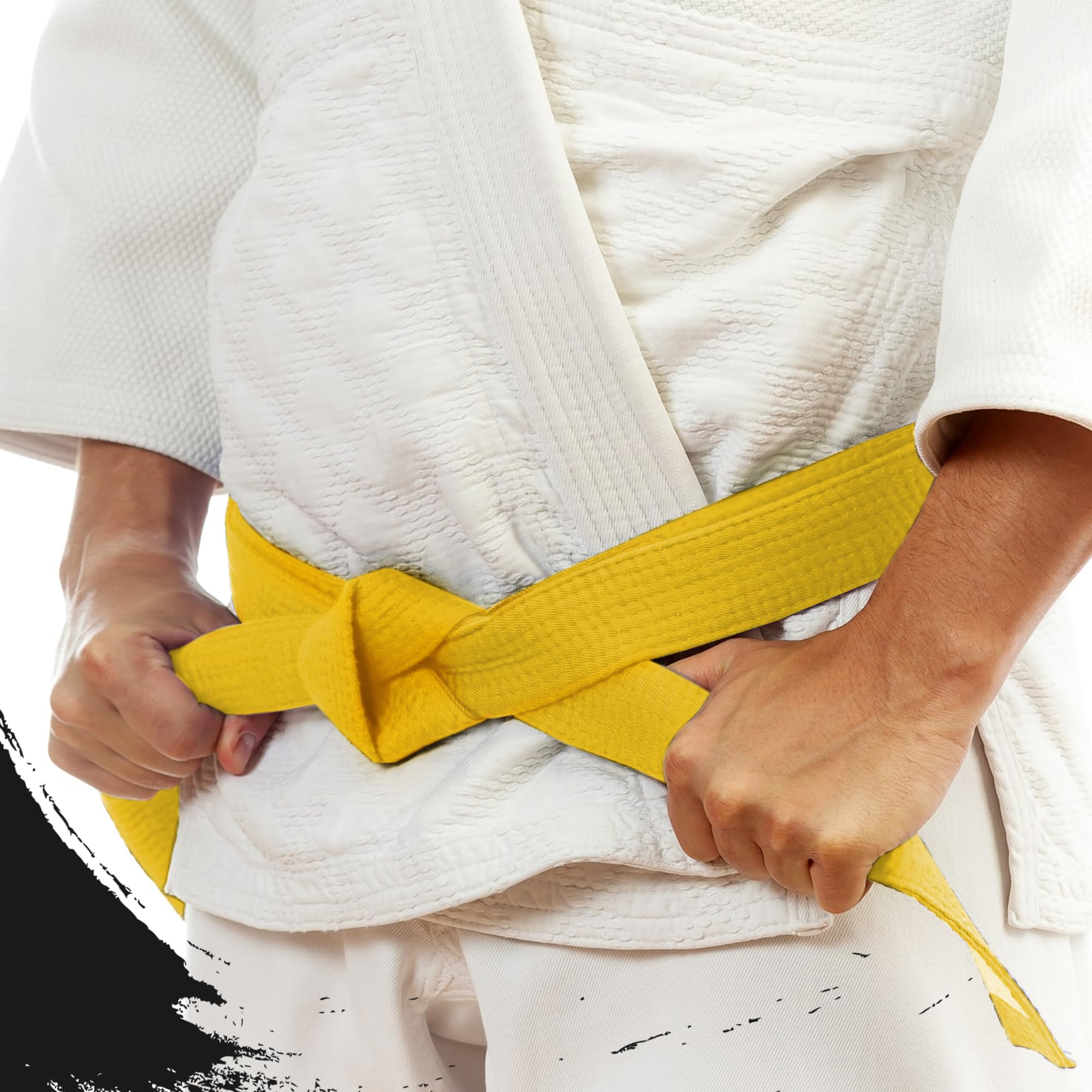 2 sztuki pasków Judo Karate, do sztuk walki, karate, judo, bawełna, paski taekwondo, profesjonalny pasek do karate aikido dla dzieci i dorosłych, pasek do sportów walki, żółty, 240 cm
