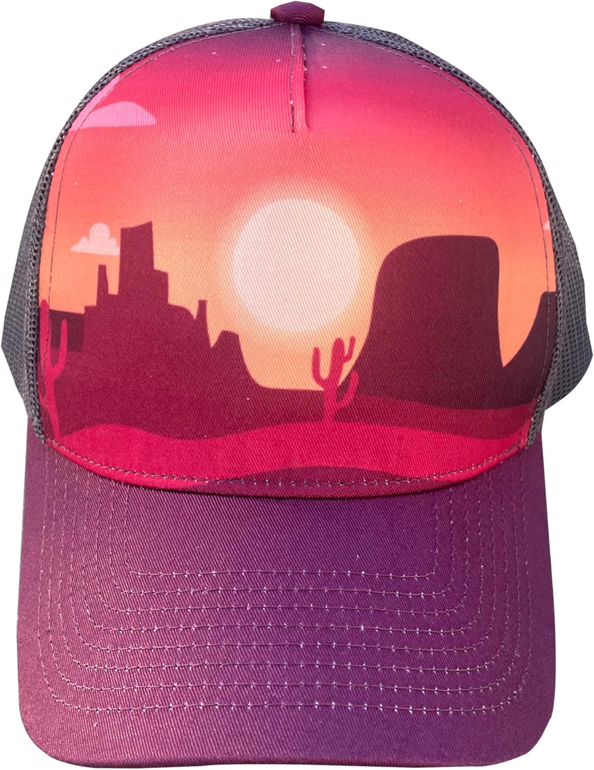 Sunset Cactus Gypsy Baseball Trucker Cap Outdoor Mesh Snap Back with Adjustable Fit for Everyday Wear