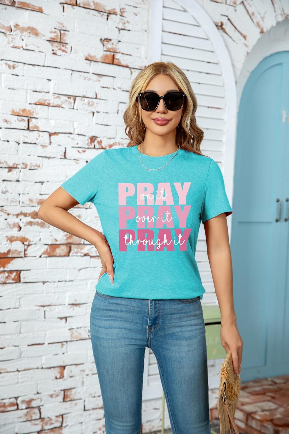 Pray Christian Shirts for Women Short Sleeve Graphic Tees Cute T Shirts - Image 4