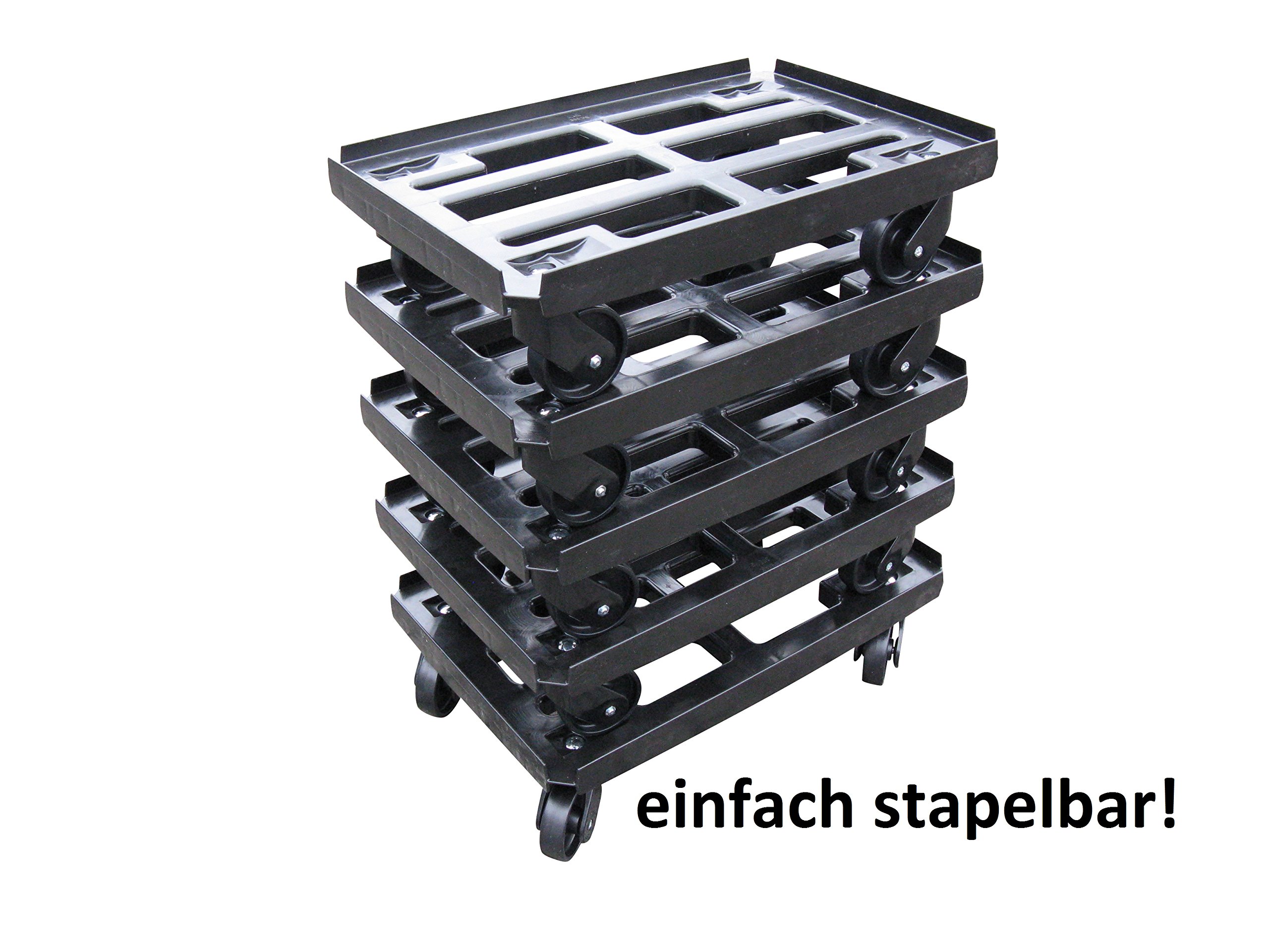 Transportroller für Boxen 600x400 mm schwarzem PP Rahmen 4x Kunststoff-Lenkrolle ø 100mm (schwarz) schwarze PP Räder