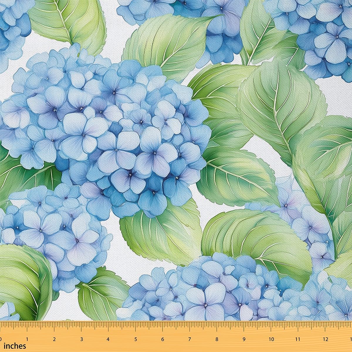 Watercolor Blue Flowers Fabric by The Yard Wild Blooming Tie Dye Floral Print Fabric for Kids Teens Adults Outdoor Botanical Garden Leaves Fabric for Room Decor and DIY Upholstery 5 Yards,180"L x 59"W