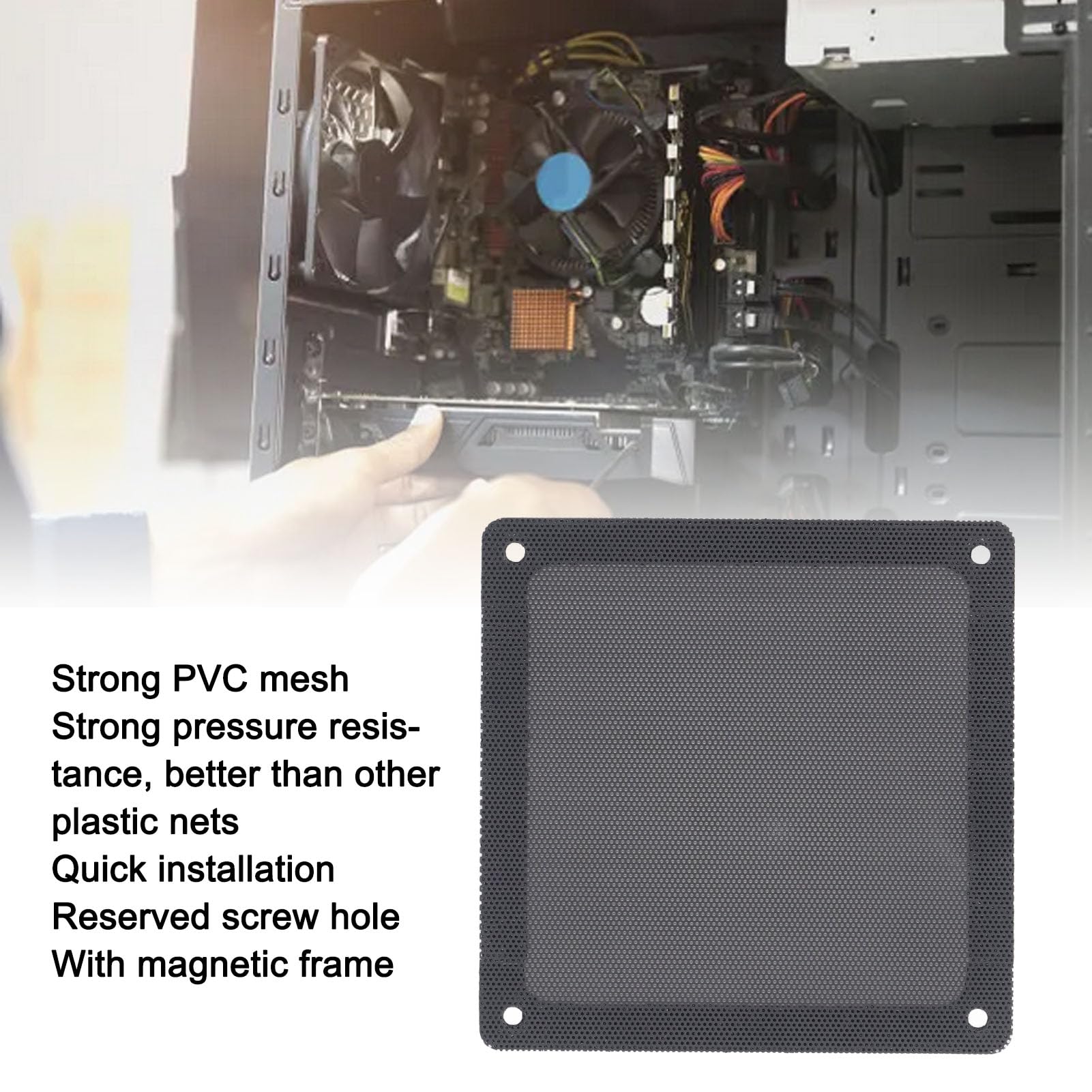 120 x 120mm DIY PC Case Dust Mesh Filter, [ 10 Pack ] PVC Soft Dust Filter Cover with Magnetic Frame, PC Case Cover