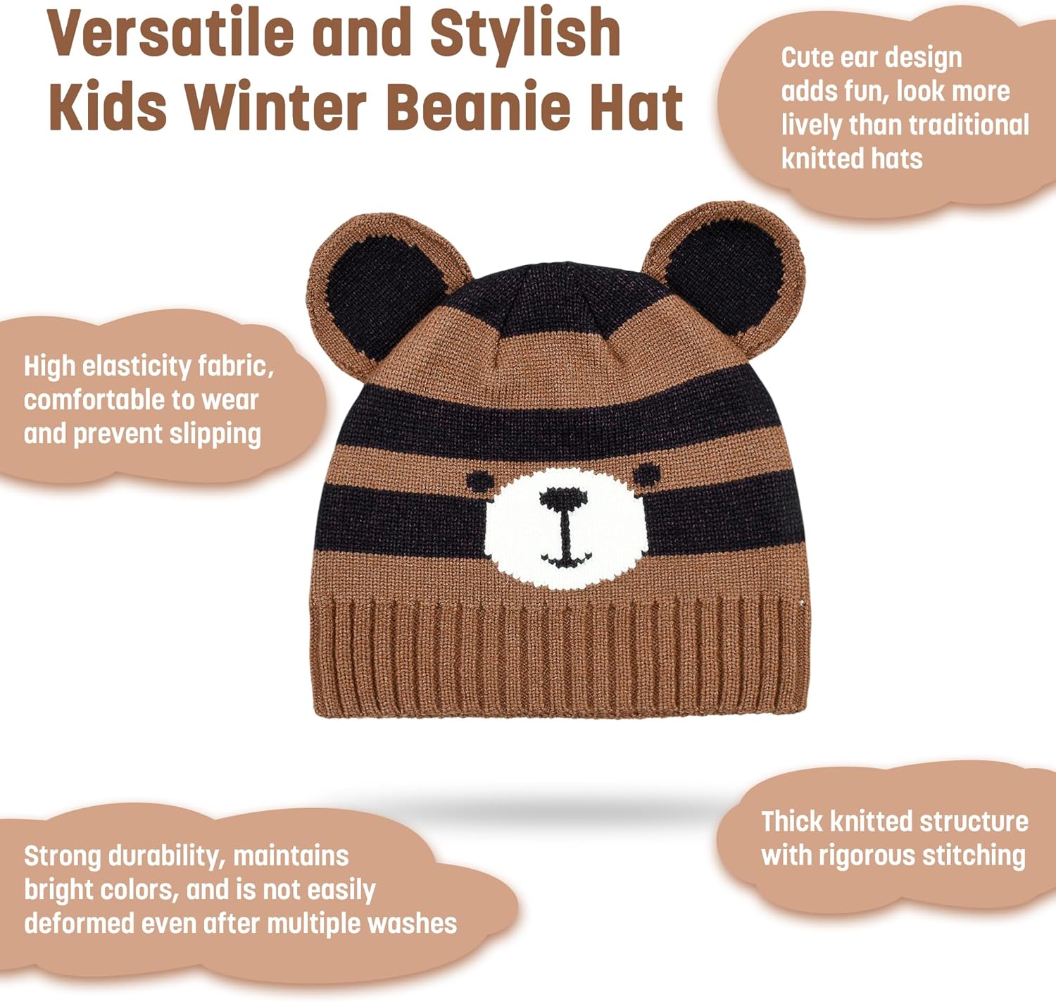 Catalonia Kids Knit Hats, Warm Toddler Winter Hats, Cute Beanies Hat Cap for Boys Girls Aged 6-10, Gifts Idea For Christmas - Image 5