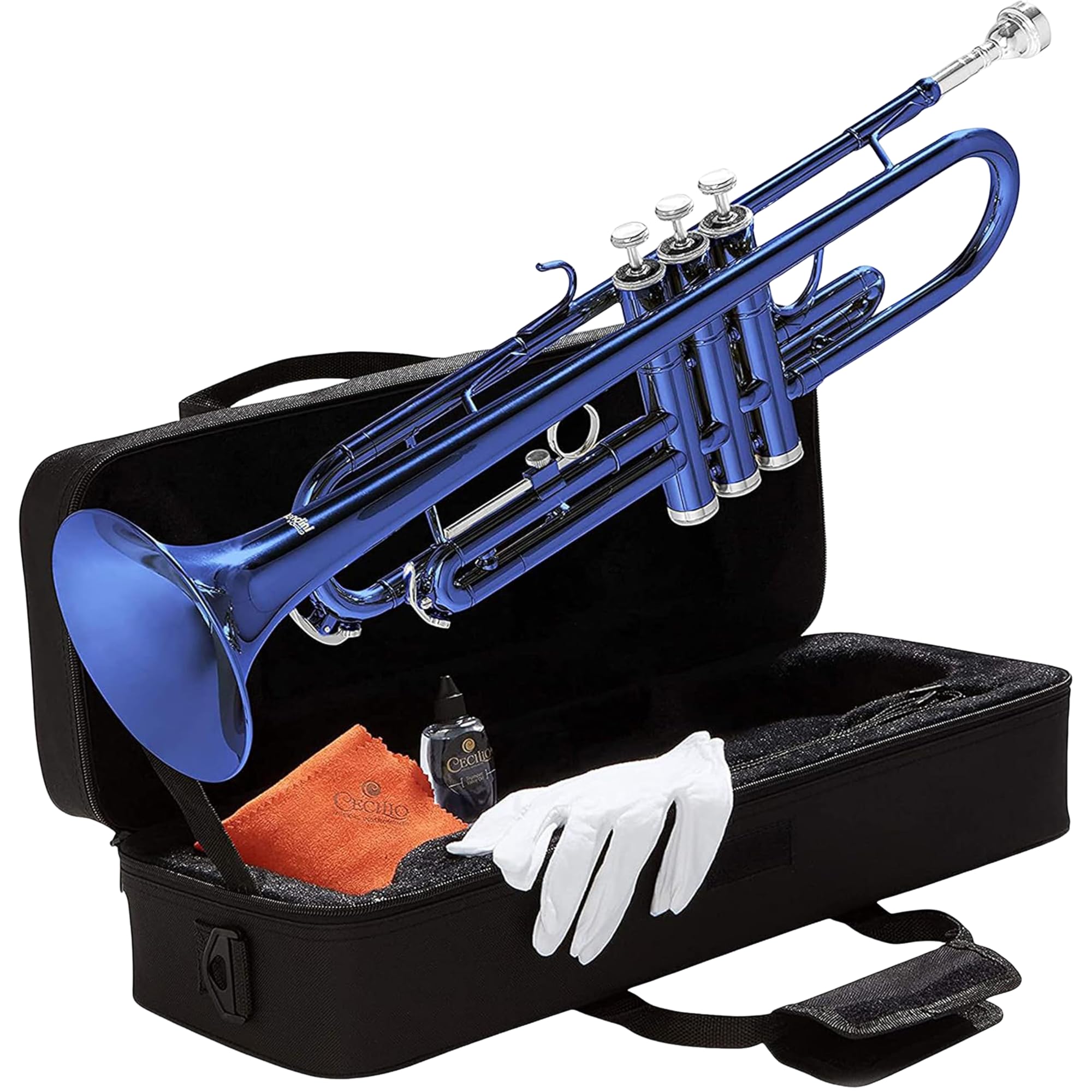Mendini By Cecilio Bb Standard Trumpet Set for Beginners - Blue