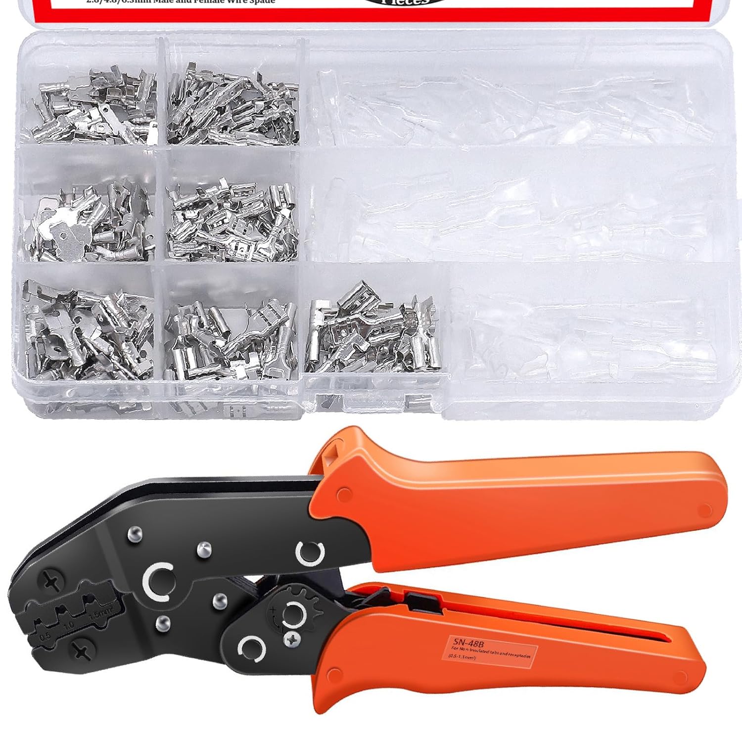 Twidec/360Pcs 2.8/4.8/6.3mm Quick Splice Male and Female Wire Spade Connector Crimp Terminal Block Assortment Kit with Insulating Sleeve for Electrical Wiring Car Audio Speaker with Crimping Pliers