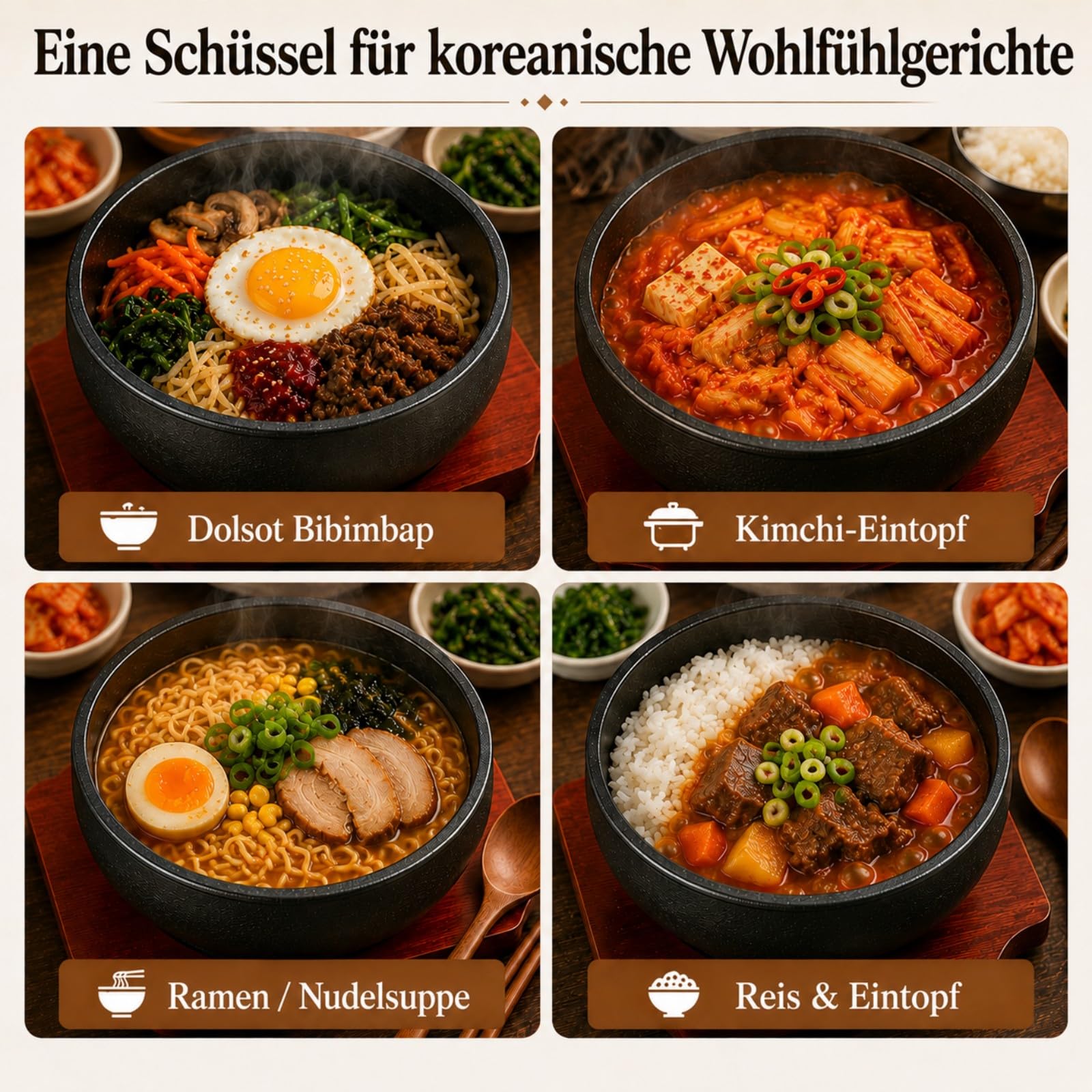 XICHENGSHIDAI Dolsot-Bibimbap-Schüssel aus Gusseisen, 900 ml