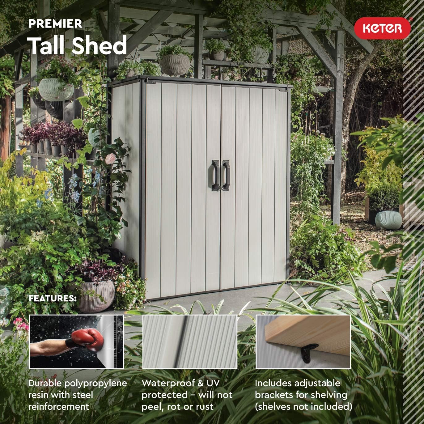 Buy Keter Premier Tall Resin Outdoor Storage Shed with Shelving