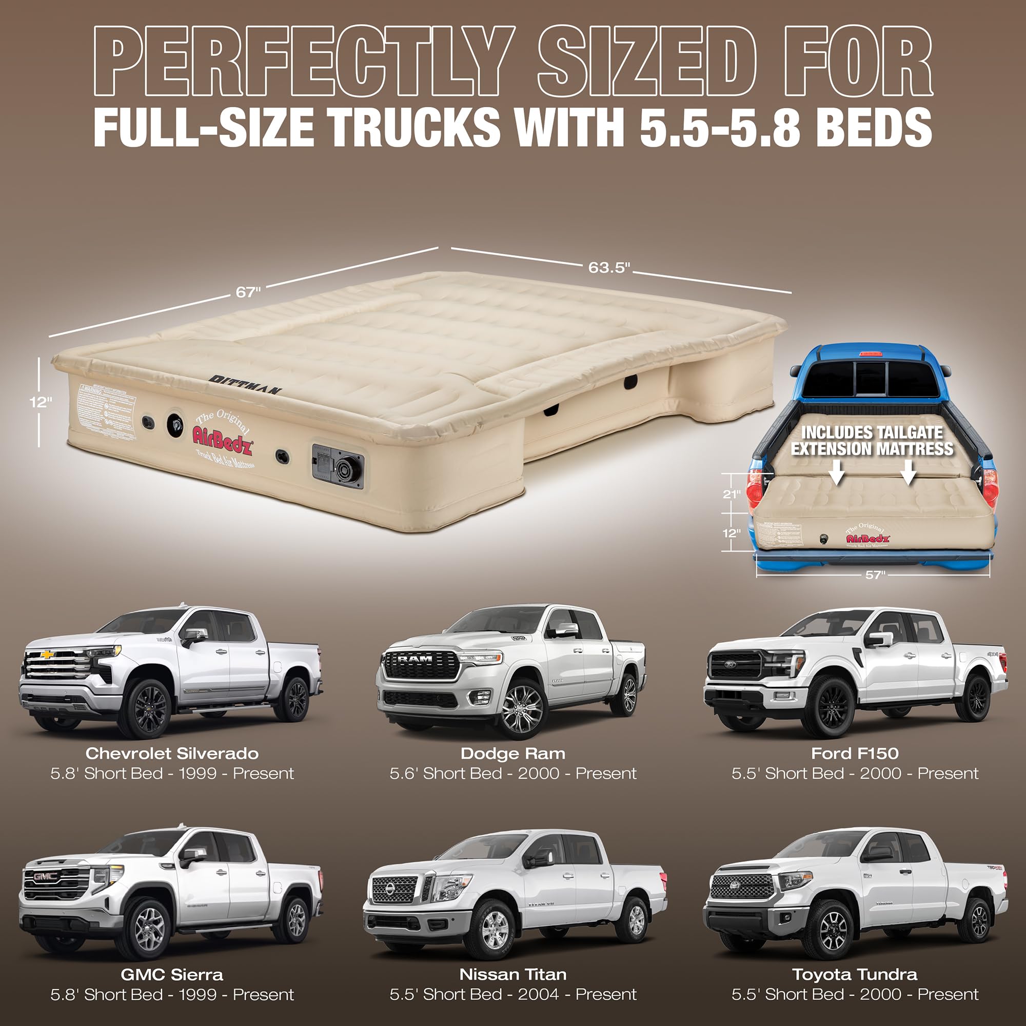 Amazon.com : Pittman Outdoors AirBedz Mattress - Truck Bed Air
