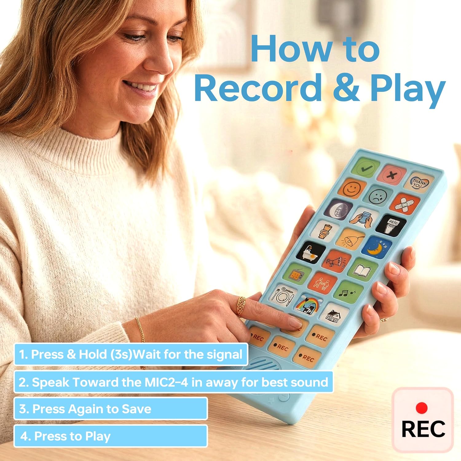 AAC Device for Autism, Non Verbal Communication Tools for Speech Therapy & Stroke Survivors, Autism Sensory Toys for Kids & Adults, Talking Aids with 6 Programmable Buttons, Dual Voice Modes