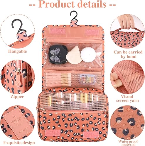 Miniatura 10 de Pengxiaomei Neceser de aseo personal, impermeable, para colgar, portátil, bolsa de maquillaje de viaje, organizador con gancho para mujeres y niñas,